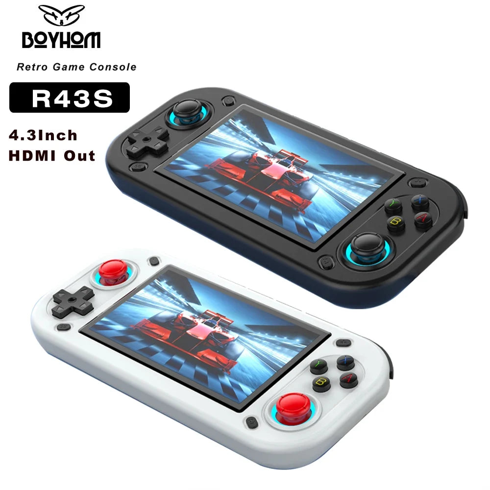 R43S Retro Handheld Video Game Console Linux System 4.3Inch Screen HDMI Out Portable Pocket Video Player 64/128GB children Gift
