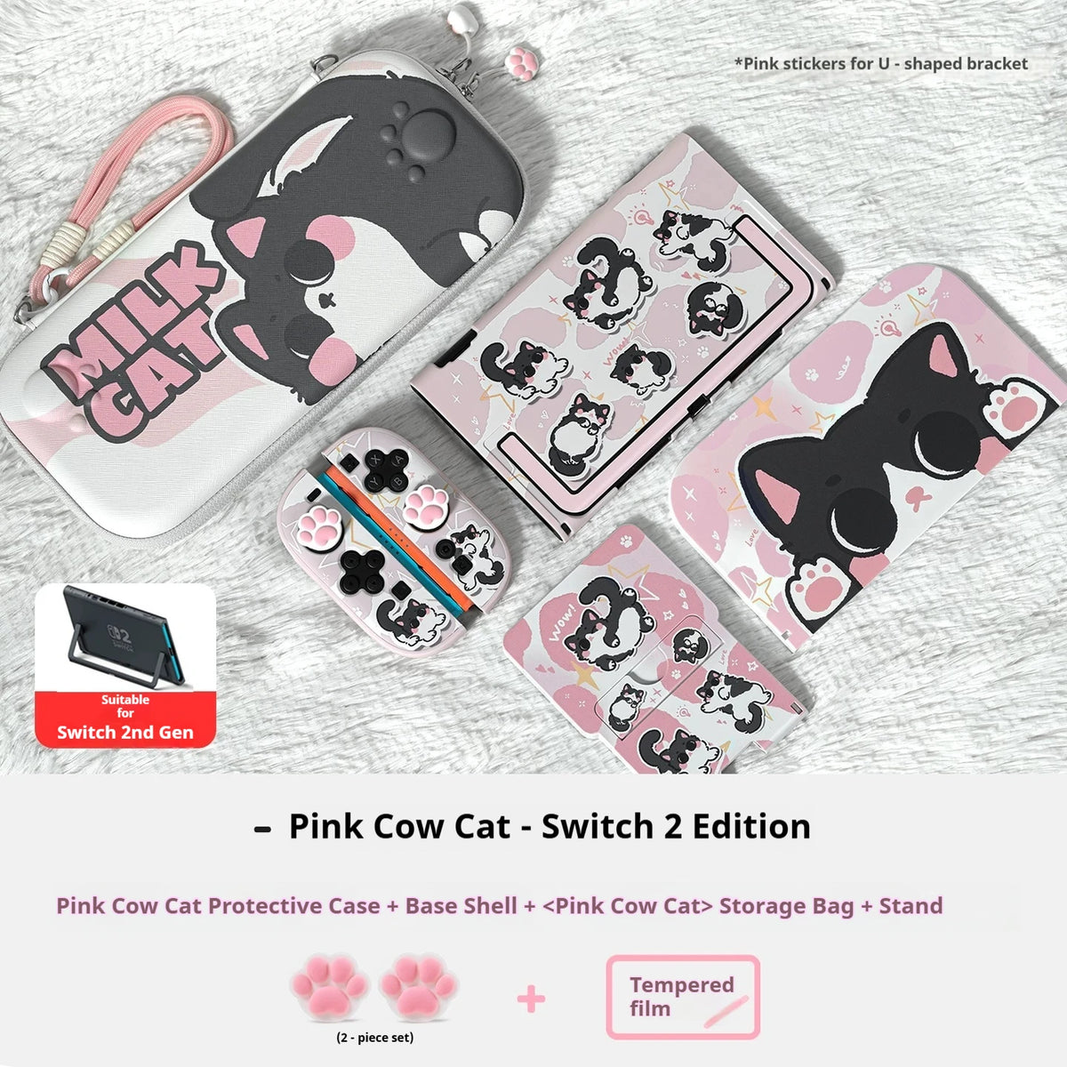 Cute Cat Ns2 Protective Case For Switch Oled Anti Scratch Shockproof Cover 2nd Generation Soft Pink Protective Case Set