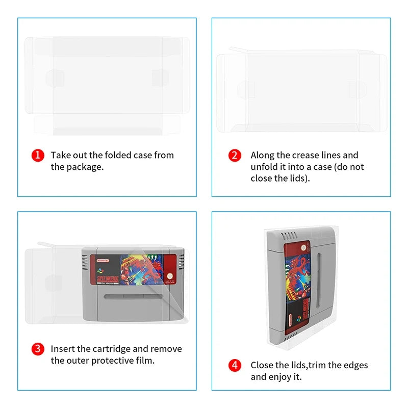 30pcs Game Clear Card Cartridge Protector Box Sleeve Case for Super SNES PAL Games Display Case