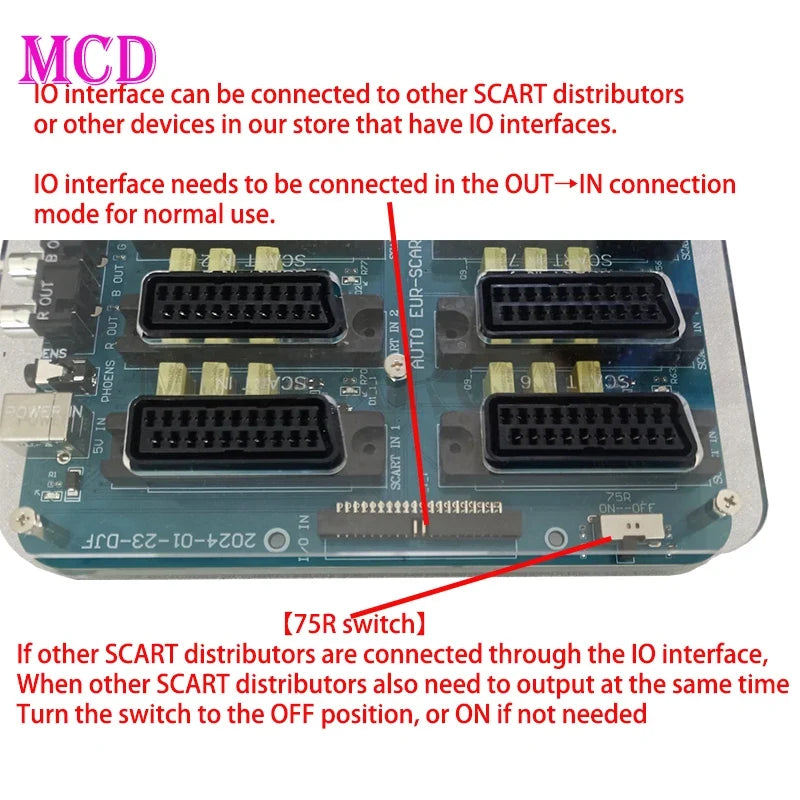 SNES SFC EU Scart Splitter 10 In 3 Out Auto RGBS Switcher