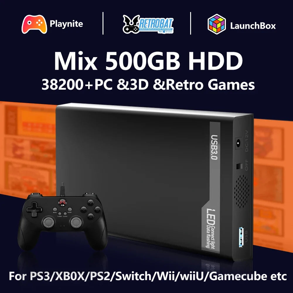 Mix 500G Preloaded Gaming HDD for PC, 38200+ Games