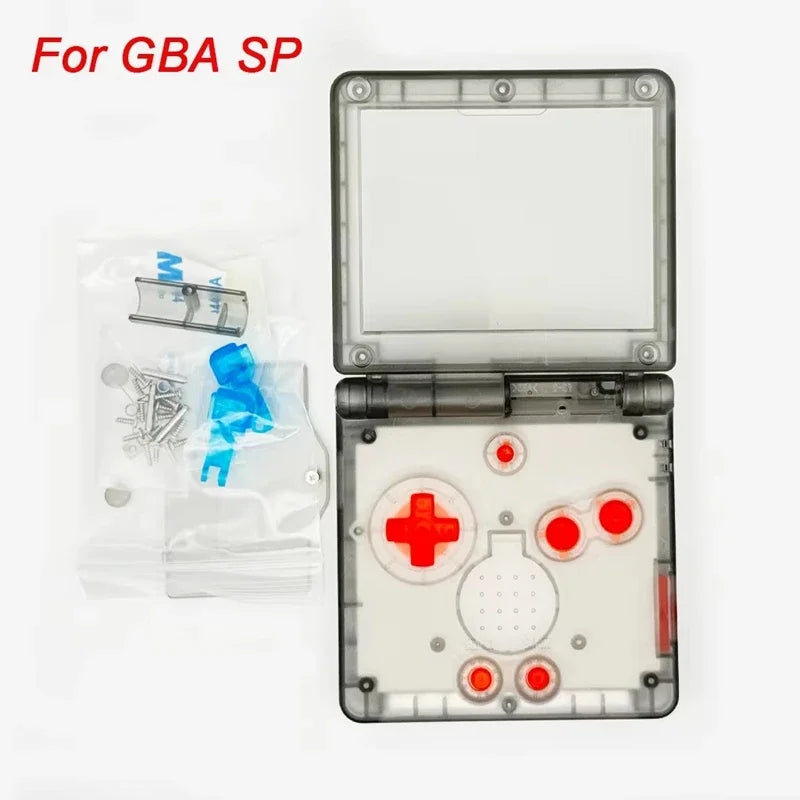 GBA SP Transparent Replacement Shell with Buttons, Full Housing