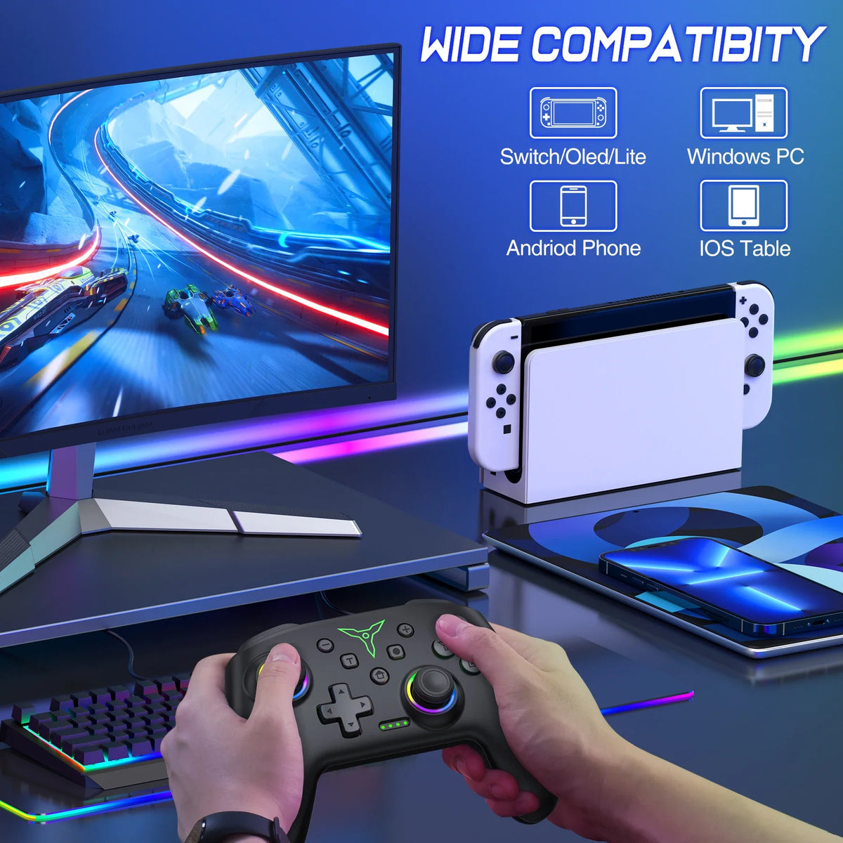 BEBONCOOL Q218 Wireless Controller for Switch OLED Lite PC