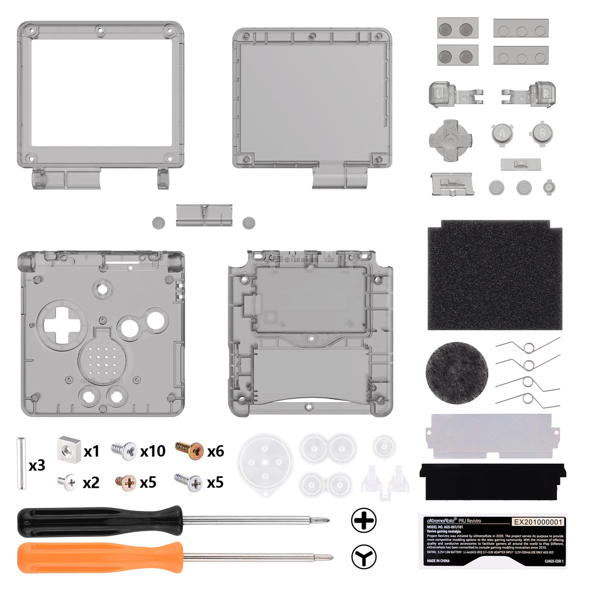 eXtremeRate IPS Ready GBA SP Clear Shell for IPS & Standard LCD