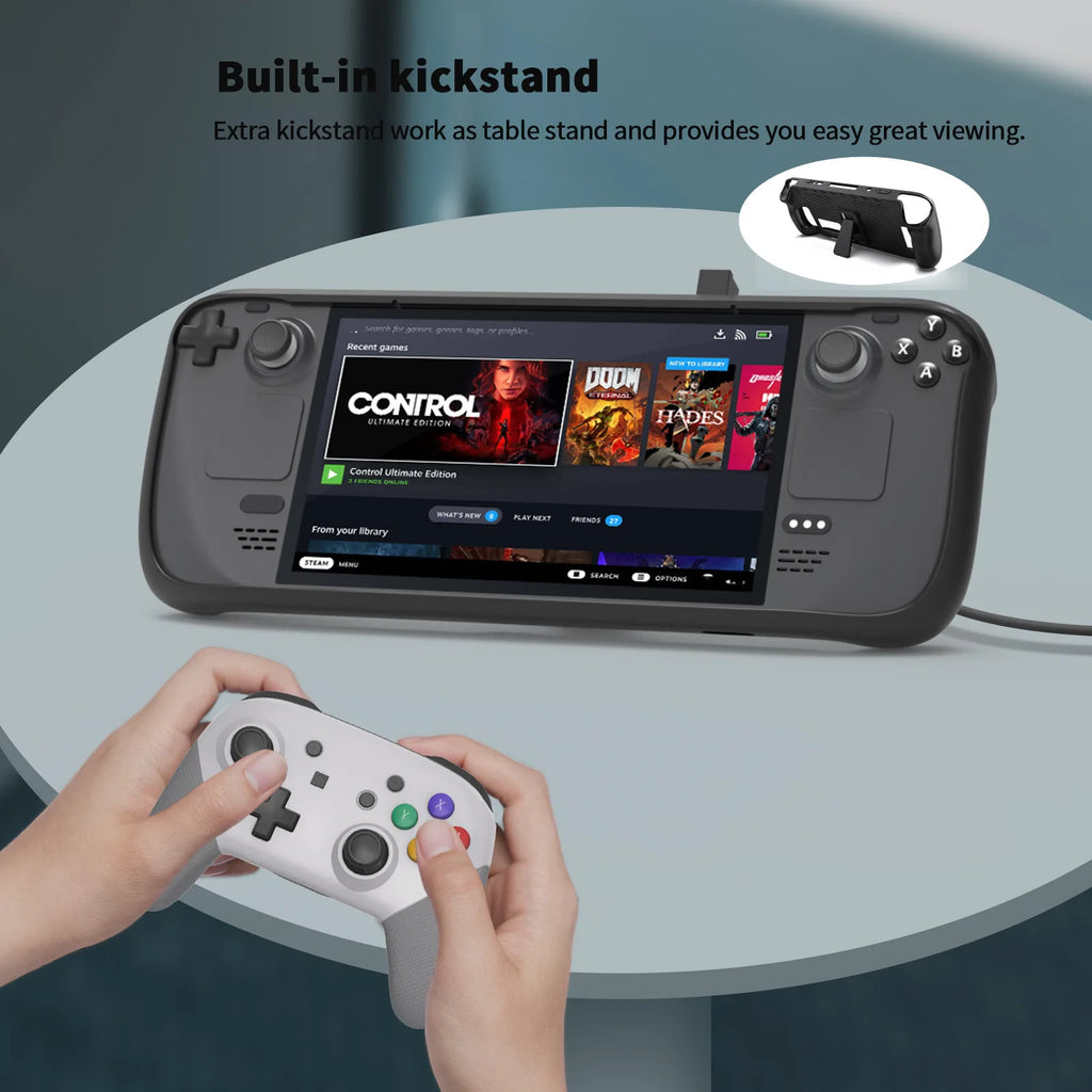Steam Deck JYS-SD009 TPU Case with Stand and Stickers