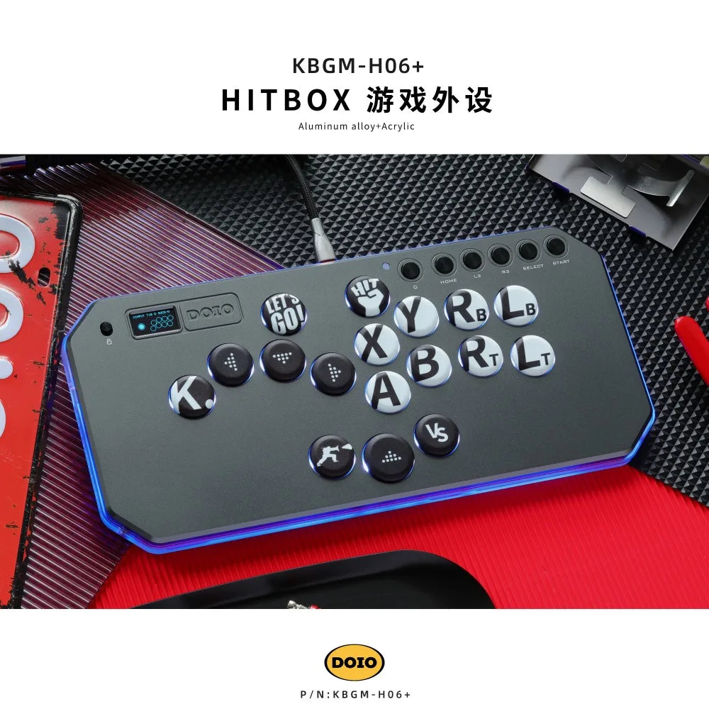 DOIO KBGM-H06+ Aluminum Alloy Wired HITBOX Portable for Street Fighter Gamer Keyboard with Screen Ergonomics Gaming Accessories