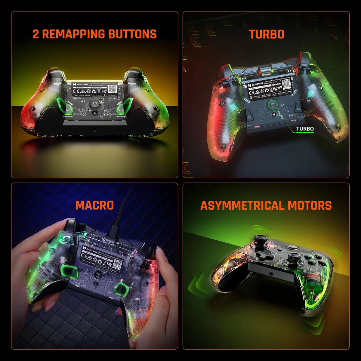 BIGBIG WON Gaming Controller Rainbow Lite With Joystick RGB Wired Game Gamepads joystick for Switch/Win10&11