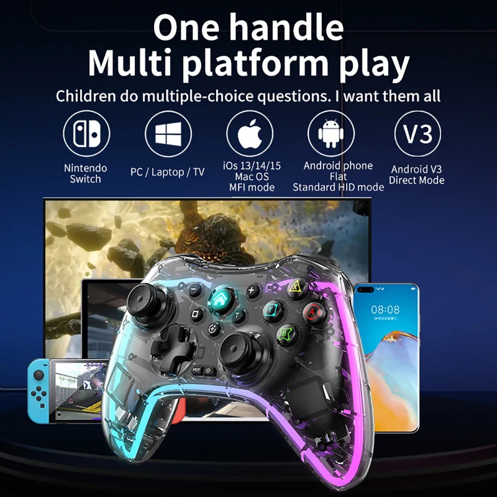 Wireless Controller for PS4 PS3 PC with RGB Lighting, Bluetooth