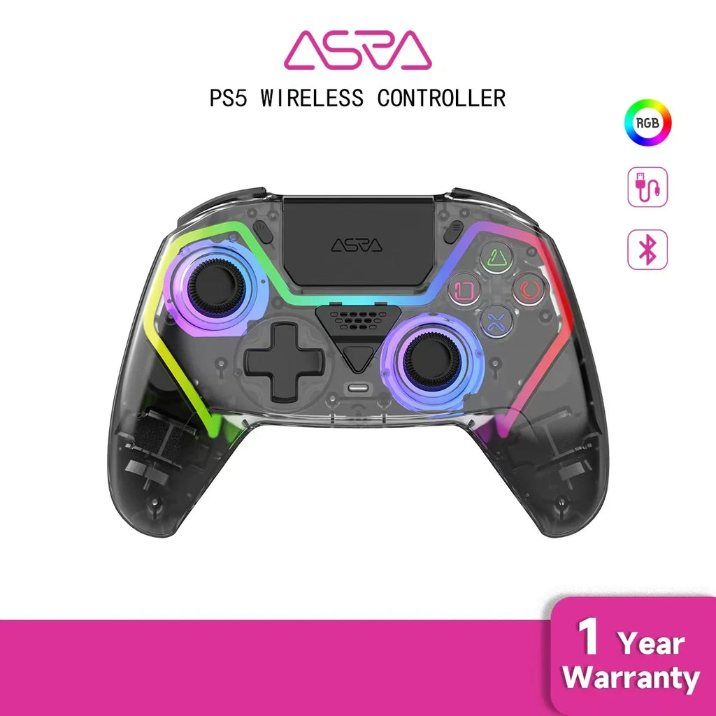 HG-04D Transparent Wireless PS5 Controller, Hall Triggers, BT 5.3