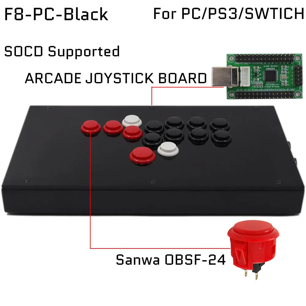 FightBox F1-F9 Sanwa Button Hitbox Arcade Fight Stick for PS4/PC