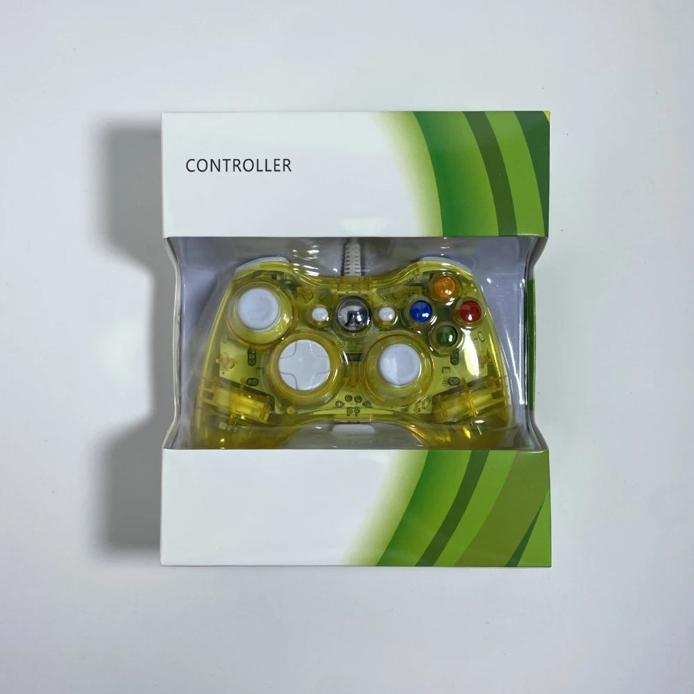 Quality USB Wired Controller Gamepads for Xbox 360 Transparent Shell Joystick Gamepad For Windows PC Computer With LED Light