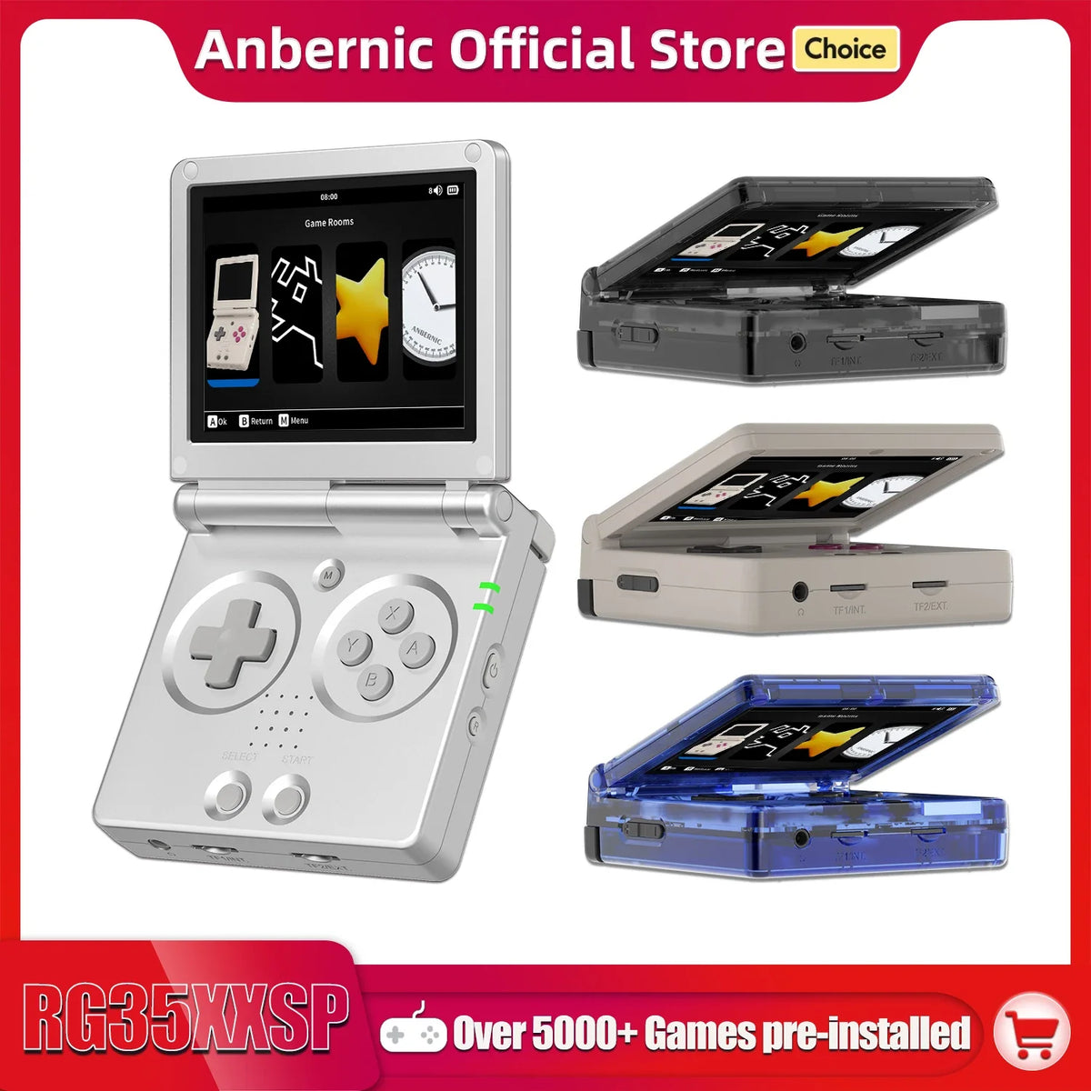 ANBERNIC RG35XXSP Flip Retro Handheld, 3.5 Inch IPS, 64G 5K Games