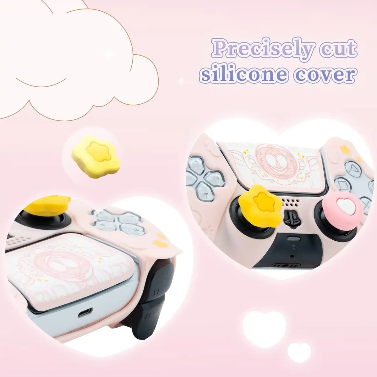 GeekShare Protective Cover Skin for PS5 / NS PRO/Switch 2 PRO Controller with 2 Thumb Grips and 1 Sticker, Star Wings Silicone