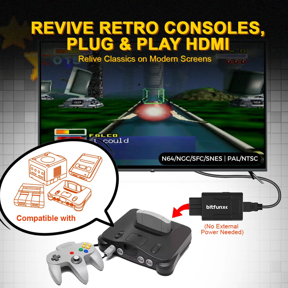 BitFunx N64 HDMI Adapter 720P/1080P for N64/SNES/SFC/NGC