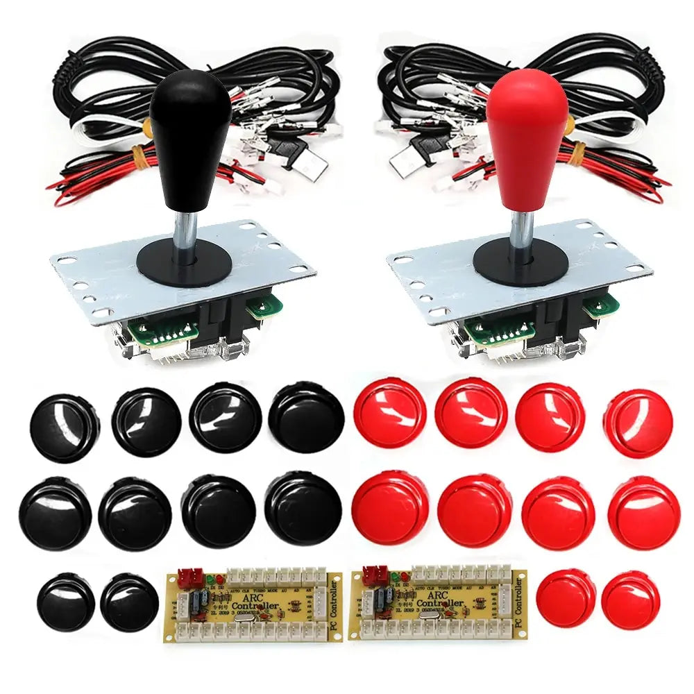Arcade DIY Kit 8-Way Joystick Buttons USB Encoder, 1P/2P for PC