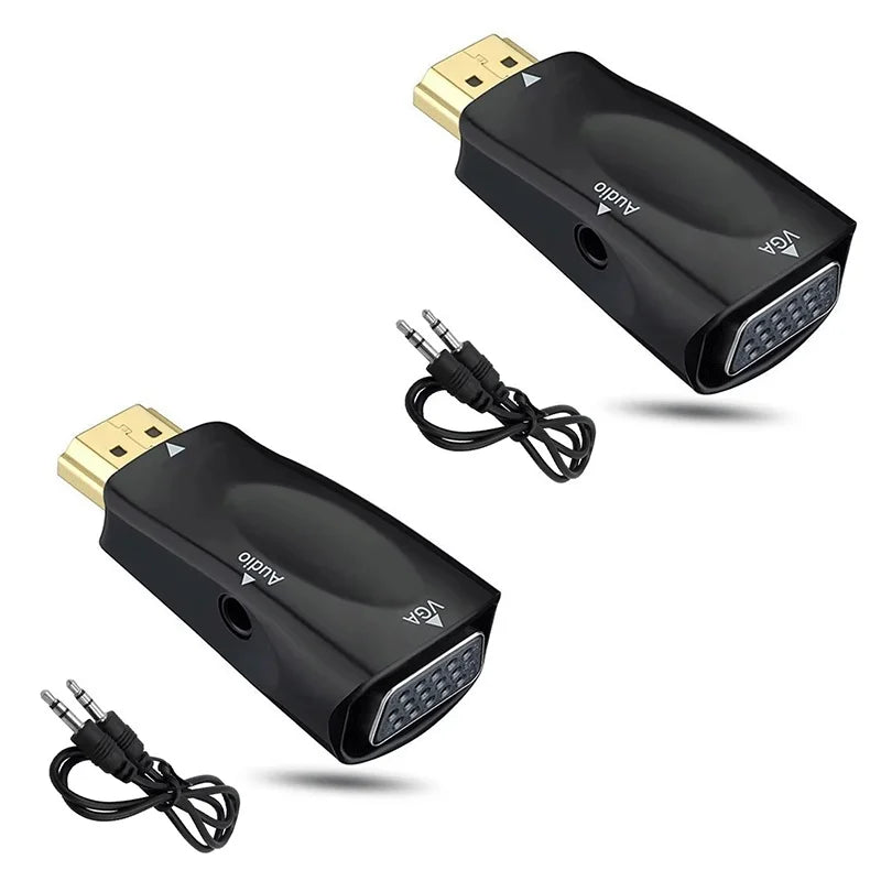 1-5pcs HDMI-compatible to VGA Cable Converter Male To Famale Converter Adapter 3.5mm Jack Audio HD 1080P For PC Laptop Tablet