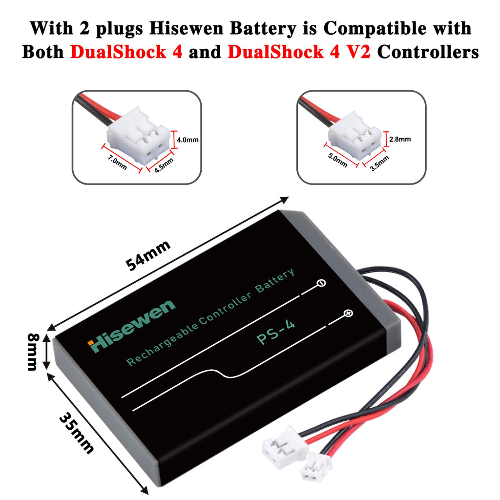 Hisewen 2000mAh PS4 Controller Battery for DualShock 4 V1/V2
