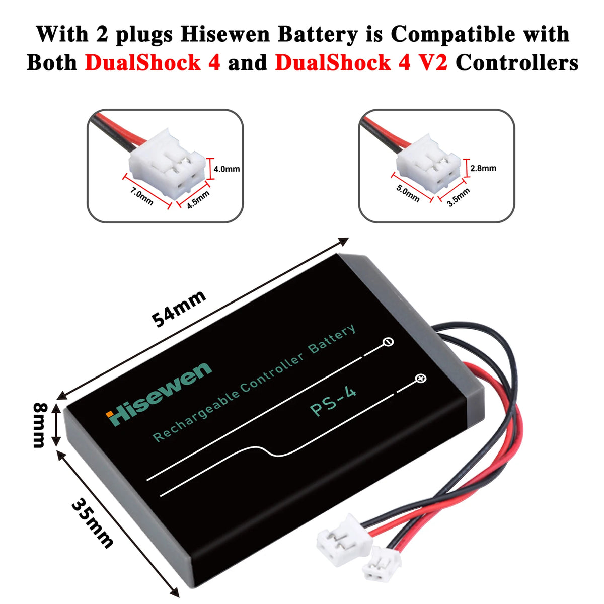 Hisewen 2000mAh PS4 Controller Battery for DualShock 4 V1/V2