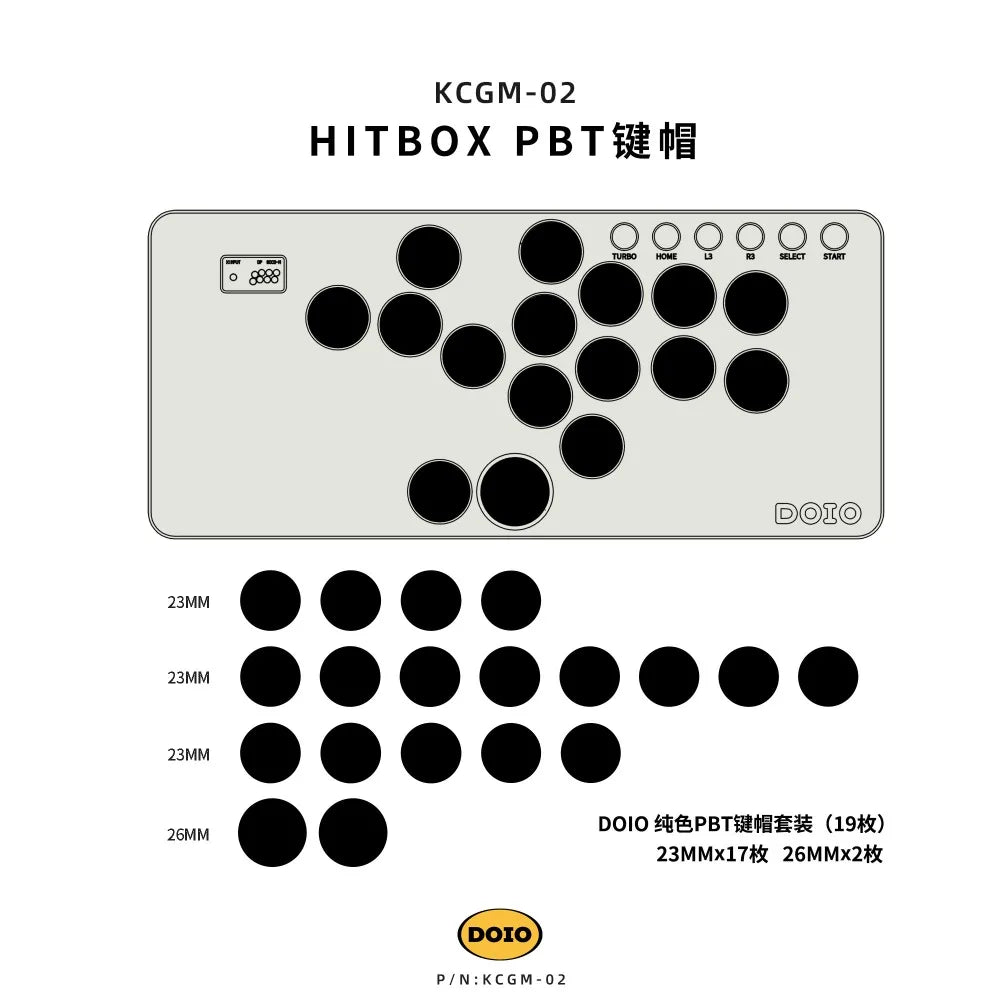 DOIO Hitbox KCGM-03/KCGM-06/KCGM-09 Keycaps 19 Keys PBT Sublimation Mini Keyboard Hitbox Fighting Game Keyboard Accessories