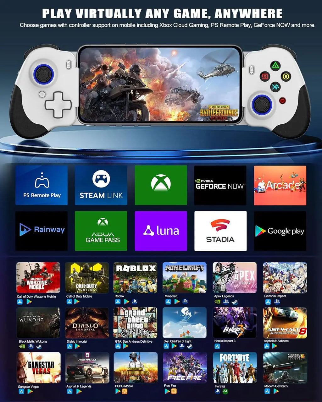 N01 Wired Telescopic Controller USB-C for Android & iPhone 15/16