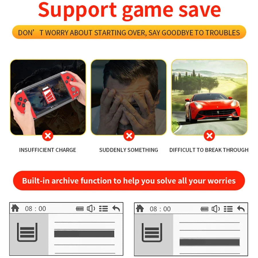 Retro Handheld Game Console for Kids, 4.3-Inch Screen, 8GB