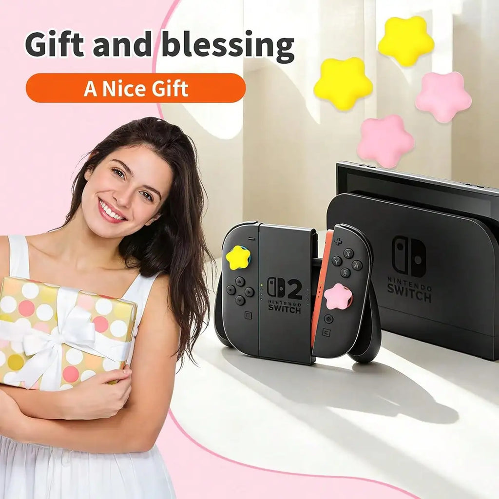 PCS Cute 3D Star Silicone Thumb Grip Caps, Joystick Protective Cover Compatible With Switch 2/Switch OLED/, P4, P5, Controller, Soft Anti-slip Game Console Joycon Accessories
