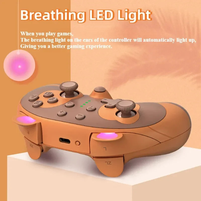 Kawaii Cartoon Bluetooth Gamepad, Pink, for PC and Switch