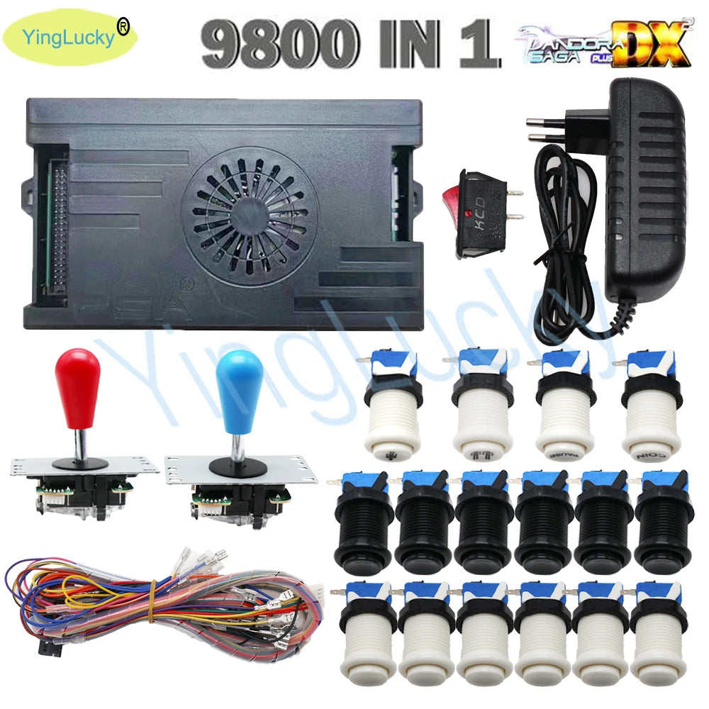 9800 In 1 Arcade Kit Pandora Saga Box DX2 Arcade Buttons Mame 5 Pin Joystick American Style Push Button Arcade Game Console