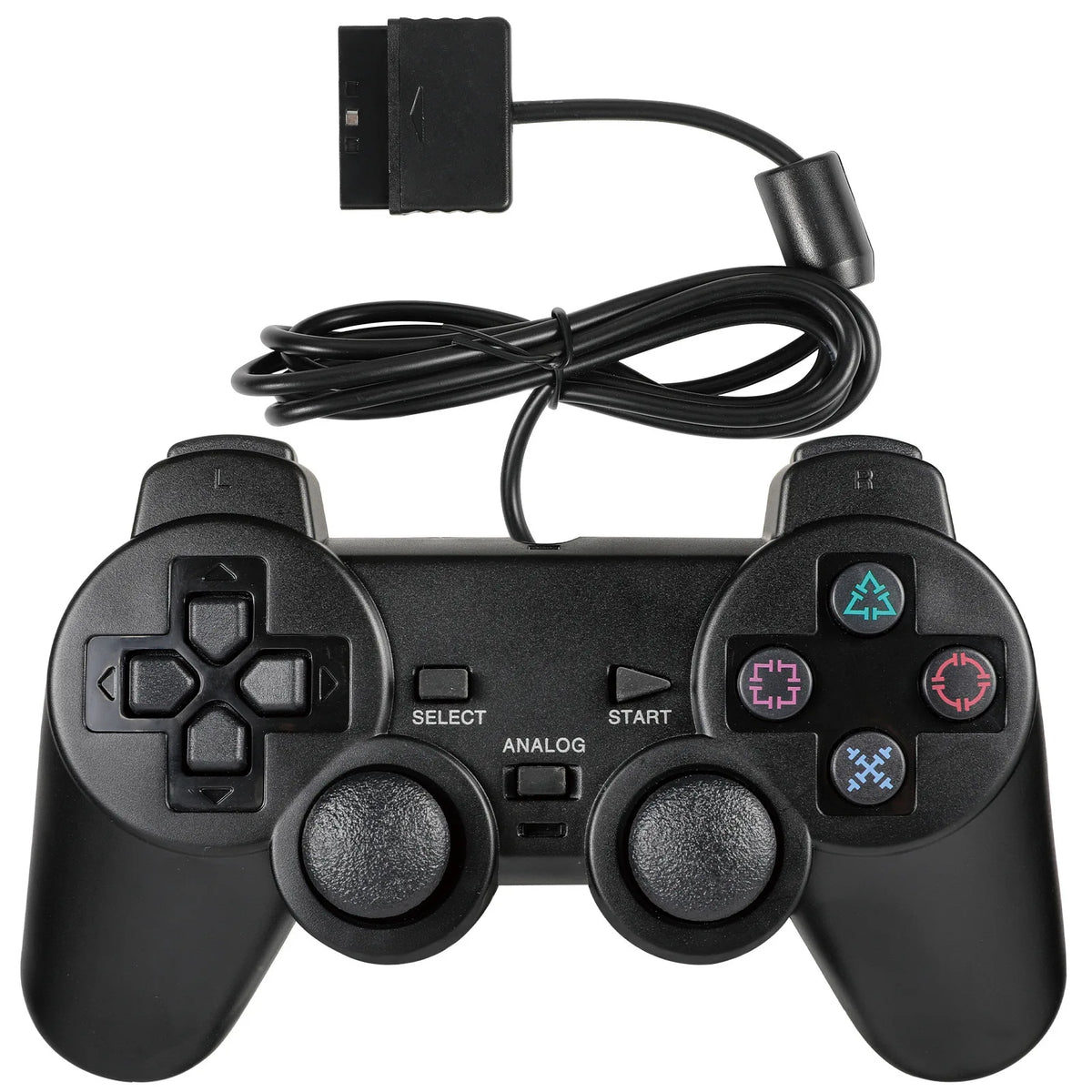 Transparent Wired Controller for PS2 and PS1, Vibration Gamepad