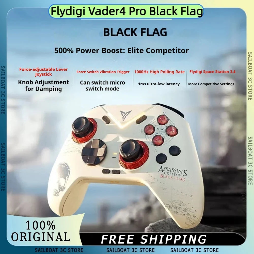 Flydigi Vader4 Pro Black Flag Controller, Adjustable Damping