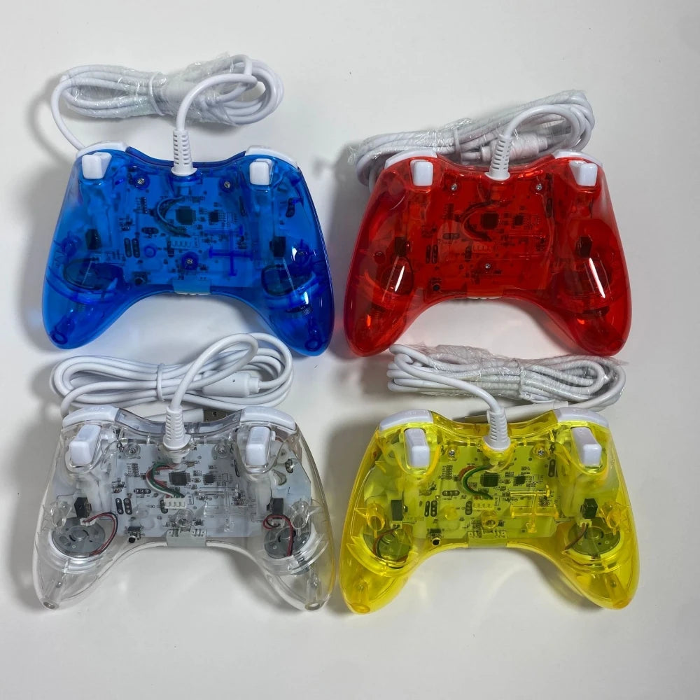 Quality USB Wired Controller Gamepads for Xbox 360 Transparent Shell Joystick Gamepad For Windows PC Computer With LED Light