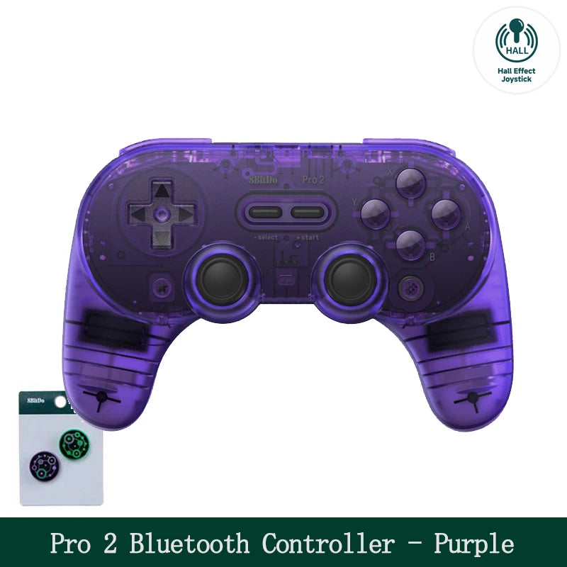 8BitDo Pro 2 Bluetooth Controller Gamepad Handle for Nintendo Switch 2, PC, Mac Transparent Black Edition)