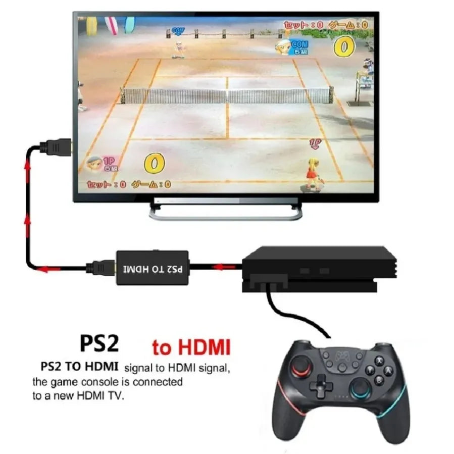 1080P PS2 to HDMI-Compatible Video Audio Converter Support PS1/PS2/PS3 Display Modes for HDTV PC with HD Cable PS2 to HD Adapter