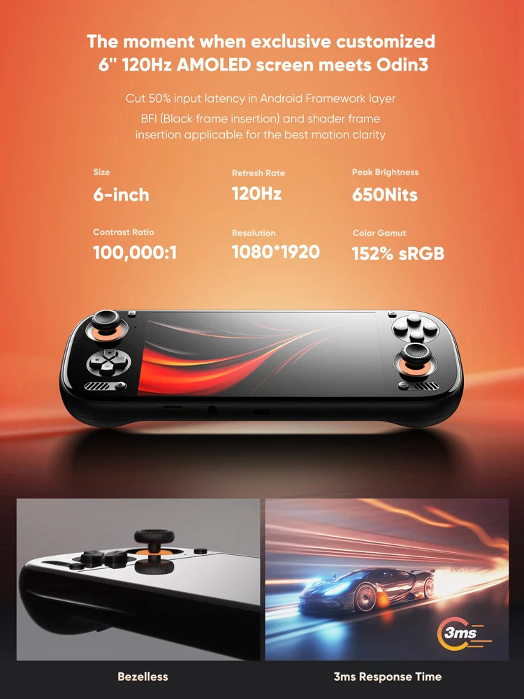 AYN Odin 3 Android Handheld 6 Inch 1080p AMOLED Gaming Console