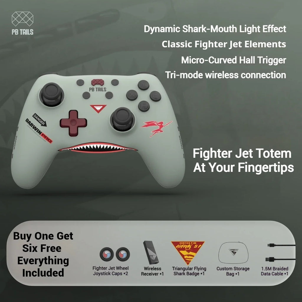 PB TAILS CRUSH The Flying Tigers Fighter P40 Wireless Game Controller TMR Joystick Bluetooth Switch/ns2/pc/phone/TV/Teams Gifts