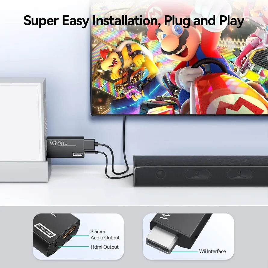 Wii to HDMI Converter Adapter with 720p or 1080p Output