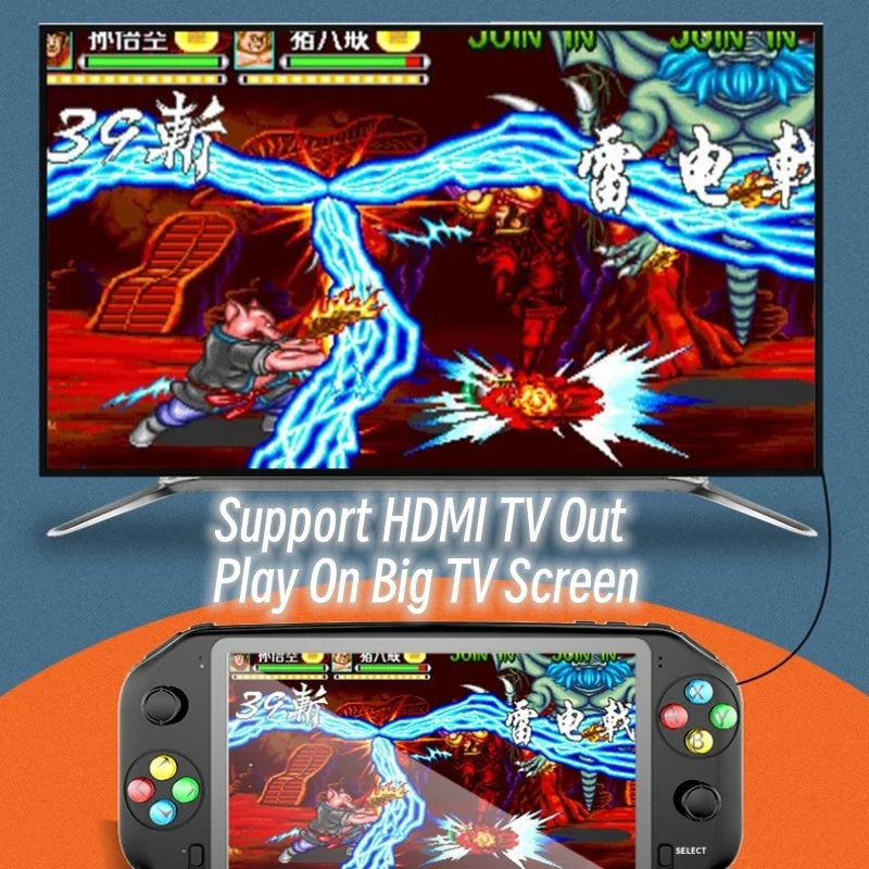 7-Inch Portable Retro Game Console with 7000 Games, HDMI TV Out