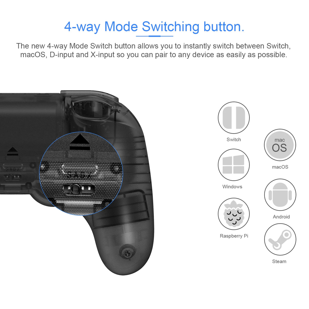 8BitDo Pro 2 Bluetooth Controller Gamepad Handle for Nintendo Switch 2, PC, Mac Transparent Black Edition)