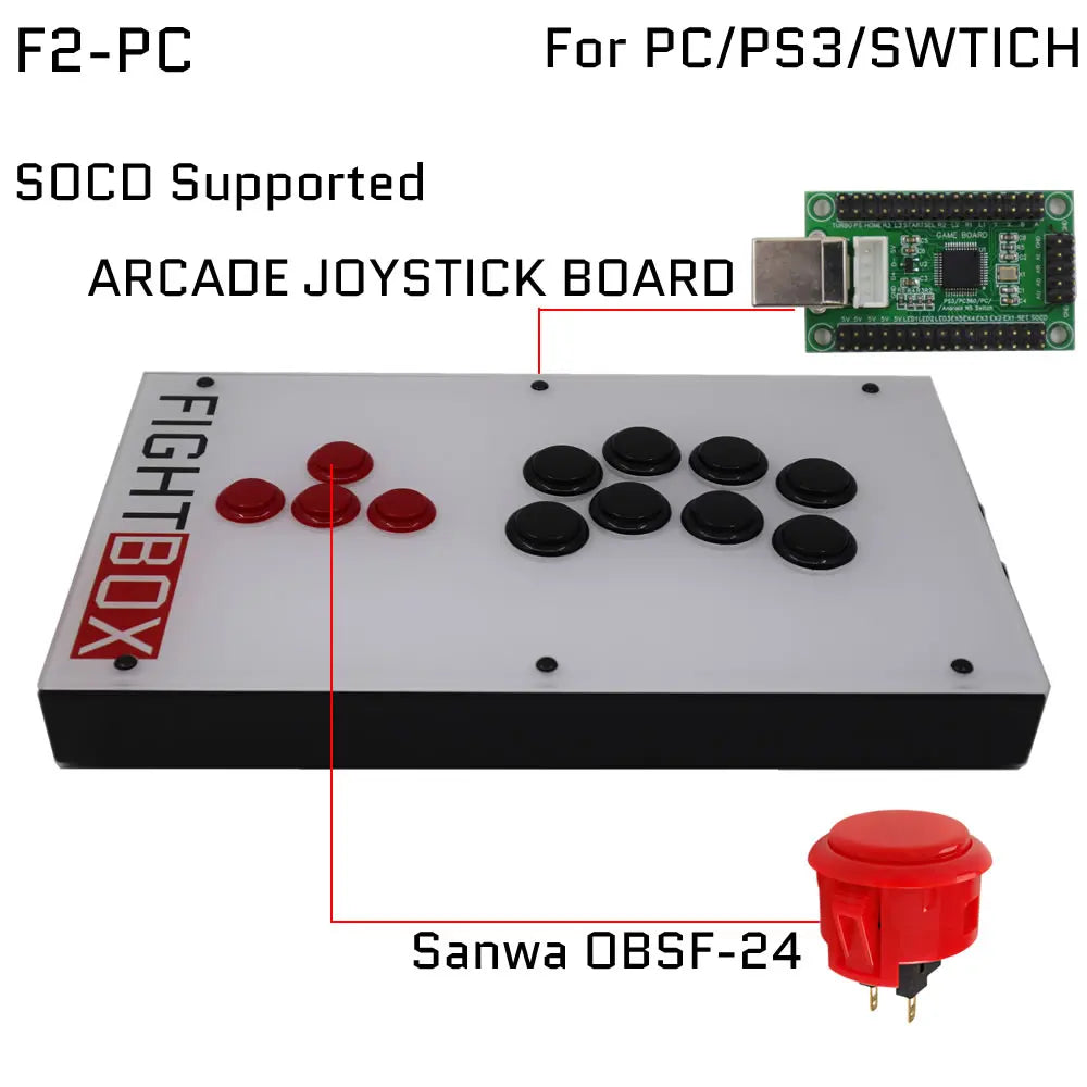 FightBox F1-F9 Sanwa Button Hitbox Arcade Fight Stick for PS4/PC
