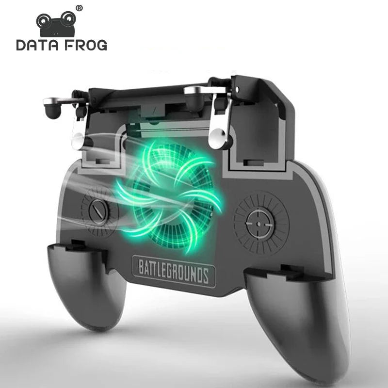 DATA FROG Gaming Grip with Portable Charger Cooling Fan for PUBG Mobile Controller L1R1 Mobile Game Trigger Joystick for Phone