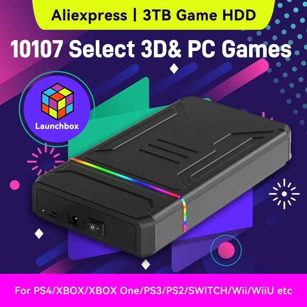 Xbox One/PS4 Emulator HDD 3TB, JMachen Launchbox, 10107 Games