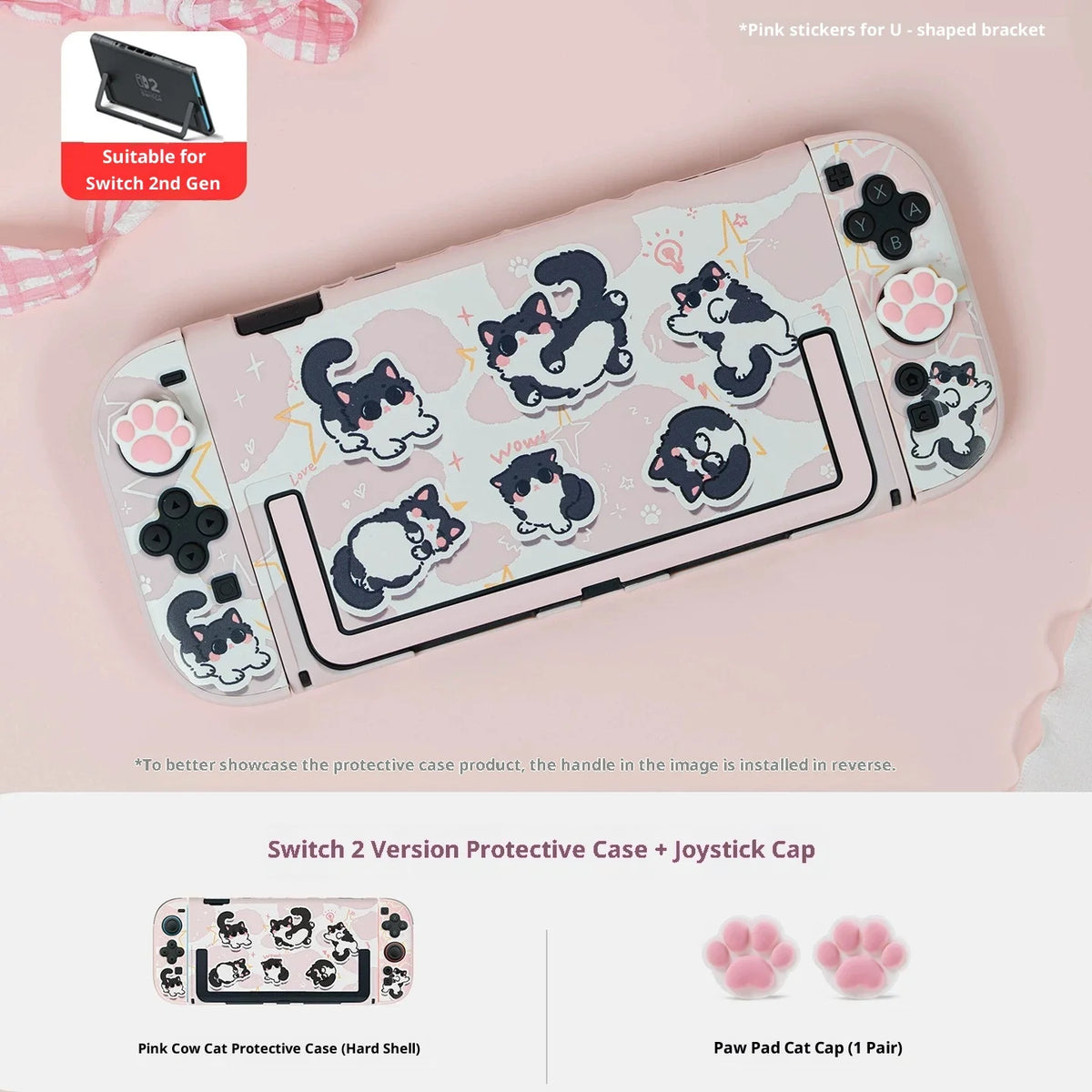 Cute Cat Ns2 Protective Case For Switch Oled Anti Scratch Shockproof Cover 2nd Generation Soft Pink Protective Case Set