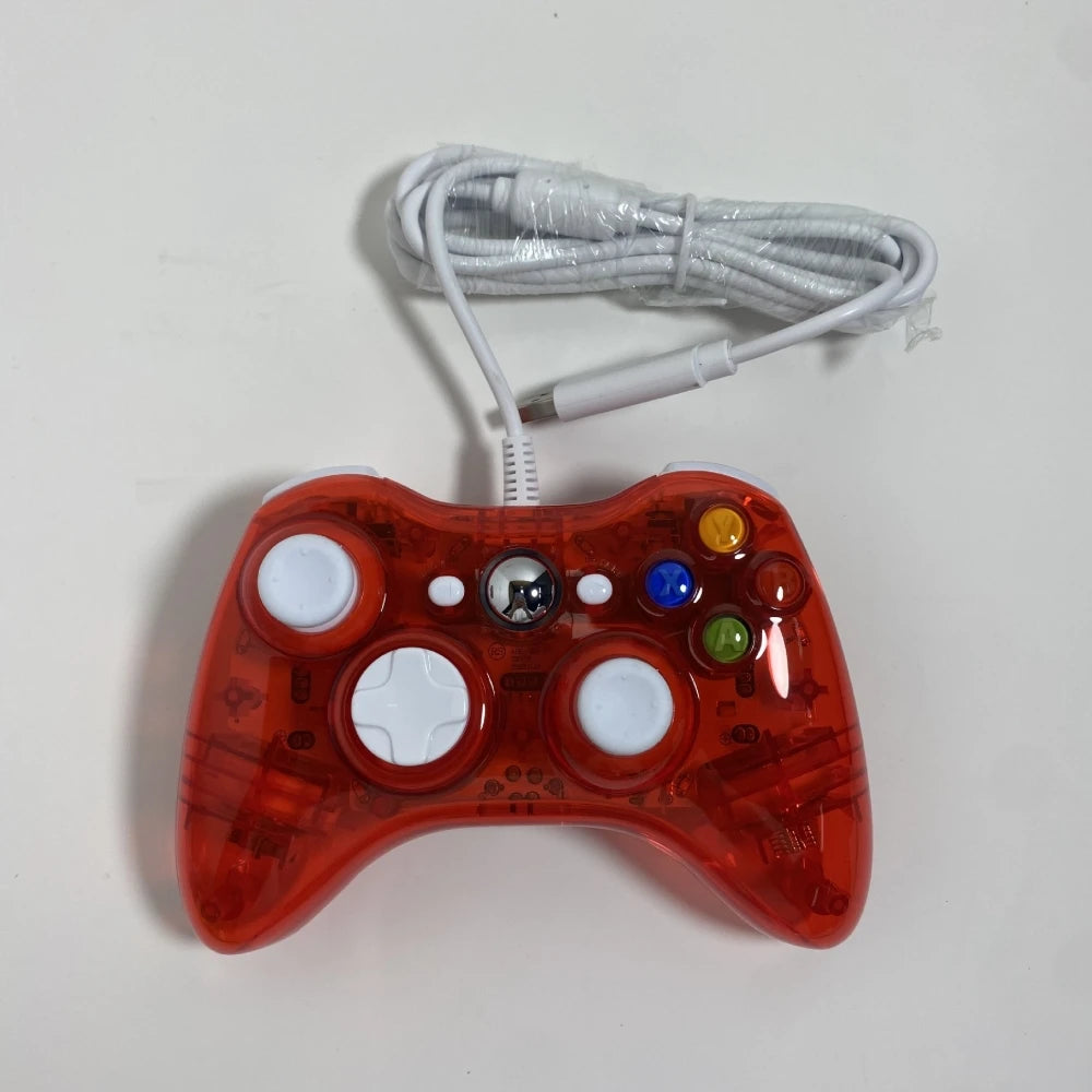 Quality USB Wired Controller Gamepads for Xbox 360 Transparent Shell Joystick Gamepad For Windows PC Computer With LED Light