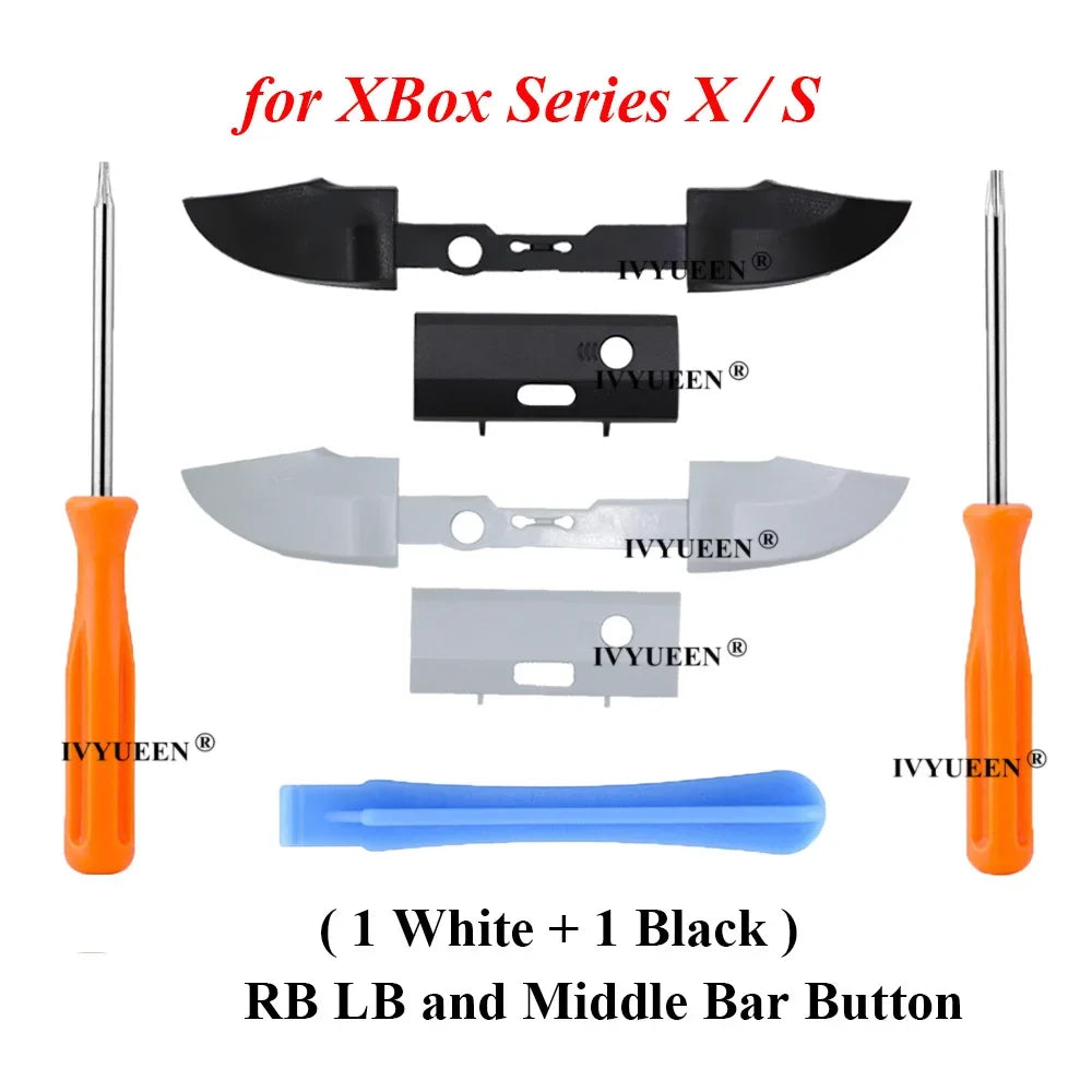 IVYUEEN 2 Sets RB LB Bumpers Buttons for Microsoft XBox Series X S Controller Trigger Button Middle Holder with Screwdriver Tool