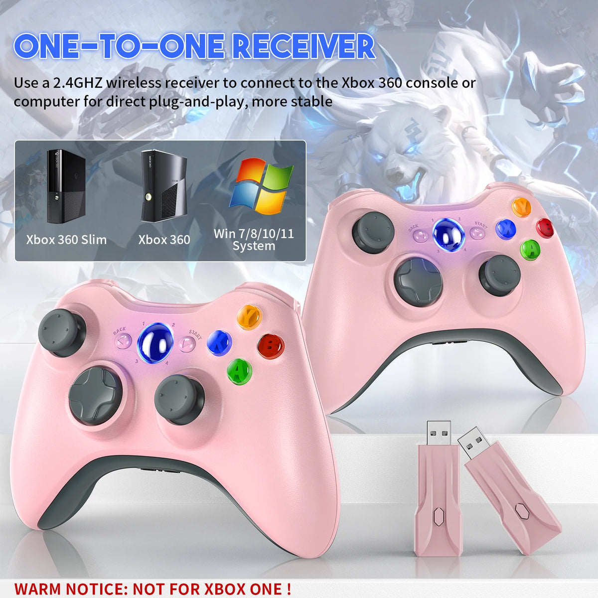 2.4G Gaming For Xbox 360 Wireless Controller Xbox 360/Slim/Elite/Winodow/PC Video Game Gamepad 6-axis Joystick Dual Vibration