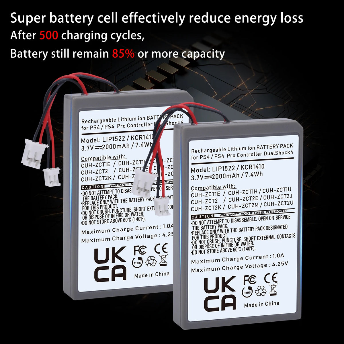 PS4 Controller Battery for Sony PlayStation 4 DualShock4 V1 V2 KCR1410 LIP1522 CUH-ZCT1E CUH-ZCT2 Wireless Controller