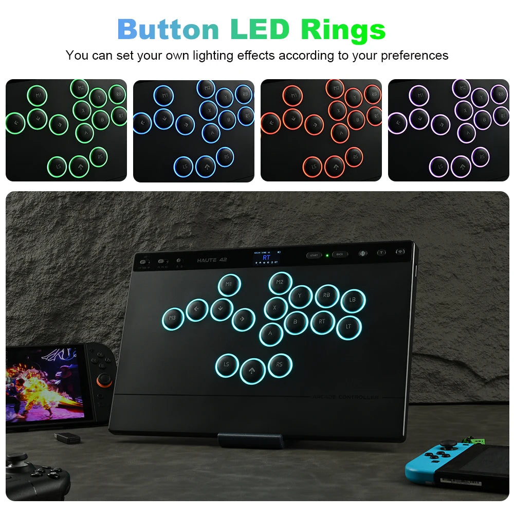 Haute42 W-P1 Tri Mode 2.4G Wireless Touch Screen Leverless Hitbox Controller For PC/PS4/PS5/Switch Stickless Arcade Controller