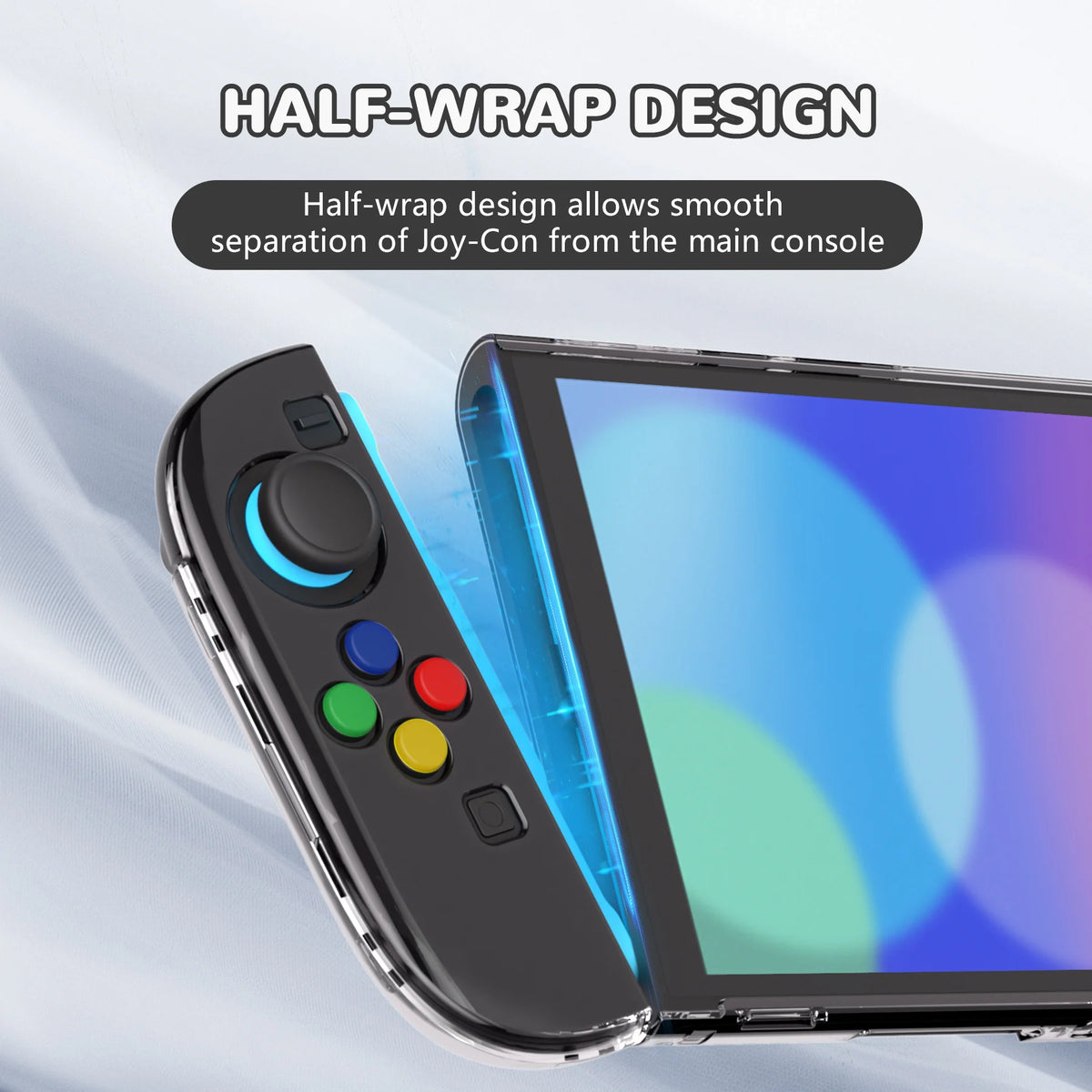 PlayVital Dockable Grip Cover for Nintendo Switch 2, Anti-Scratches Shell Clear Protective Case with Foldable Stand & Thumb Grip