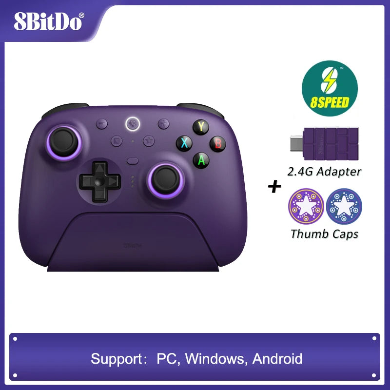 8BitDo Ultimate 2 Wireless Gaming Controller for PC Windows 10, 11 Android TMR Joystick & Switchable Triggers with Charging Dock