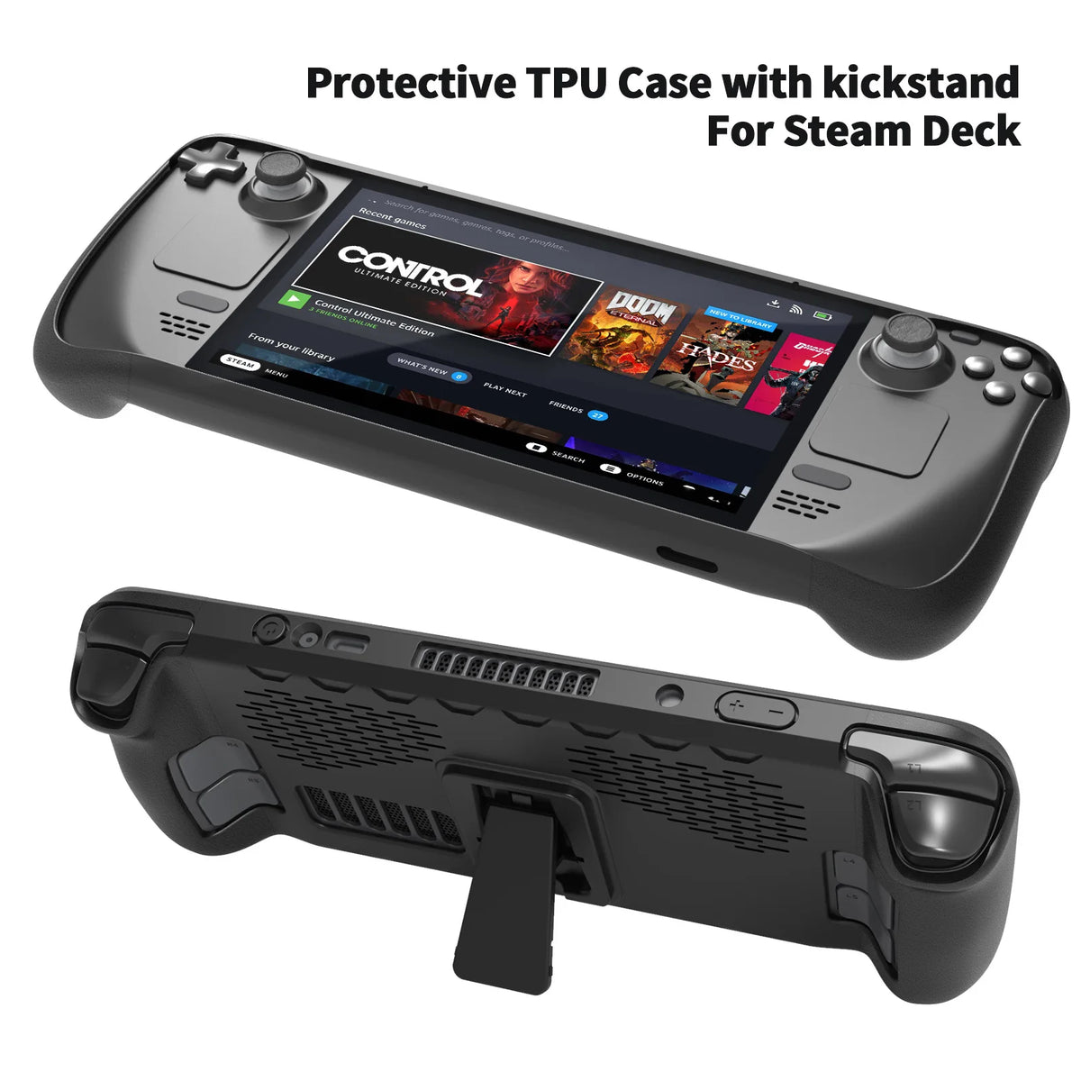 Steam Deck JYS-SD009 TPU Case with Stand and Stickers